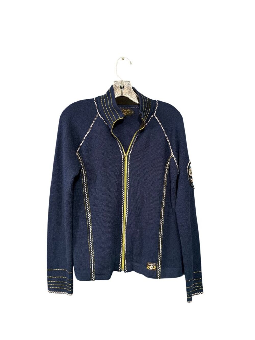 Icelandic Design Navy Embroidered Zip Cardigan - Picture 9 of 9